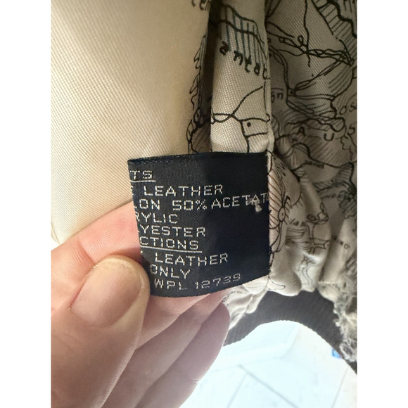 Vintage Charles Klein Distressed Brown Leather Bomber Jacket Men’s Medium - Picture 6 of 13